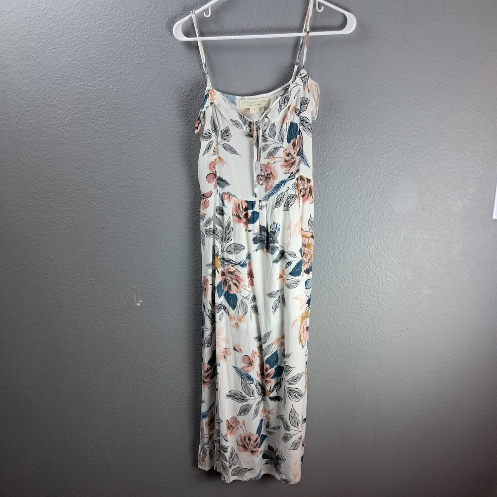 Saltwater‎ Luxe Womans Floral Print Maxi Dress Sleeveless Tie Front White S